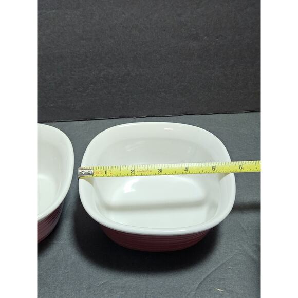 Corning Ware Etch Brick Red Stoneware Casserole Square 20 oz & 7 oz Four Dishes - Picture 15 of 16